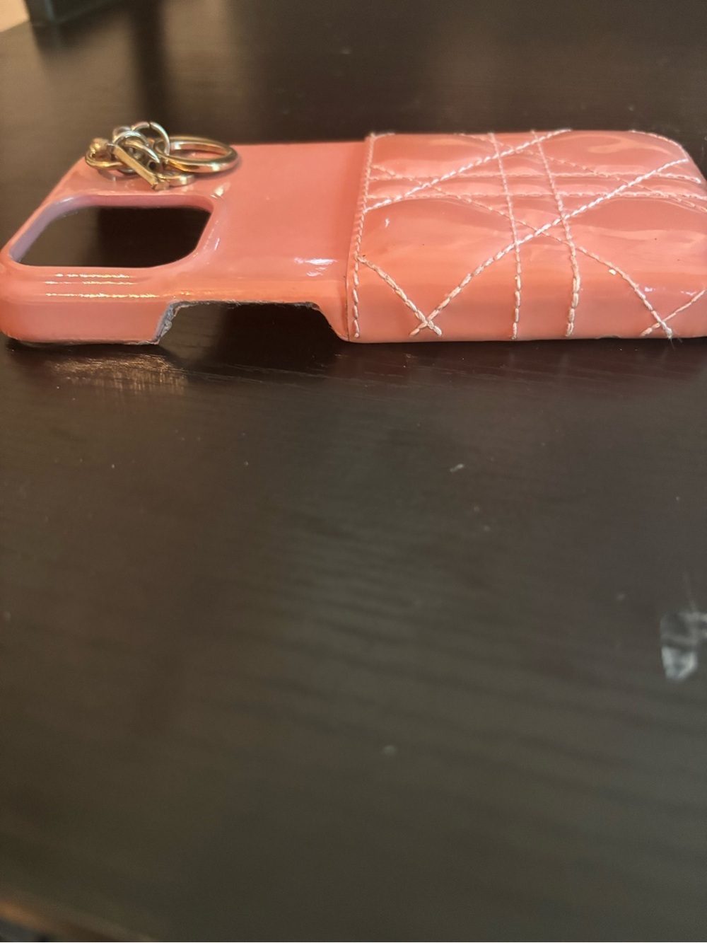 Authentic Lady Dior iPhone 13 Pro Case - Pink Patent Cannage Leather - Picture 5 of 7